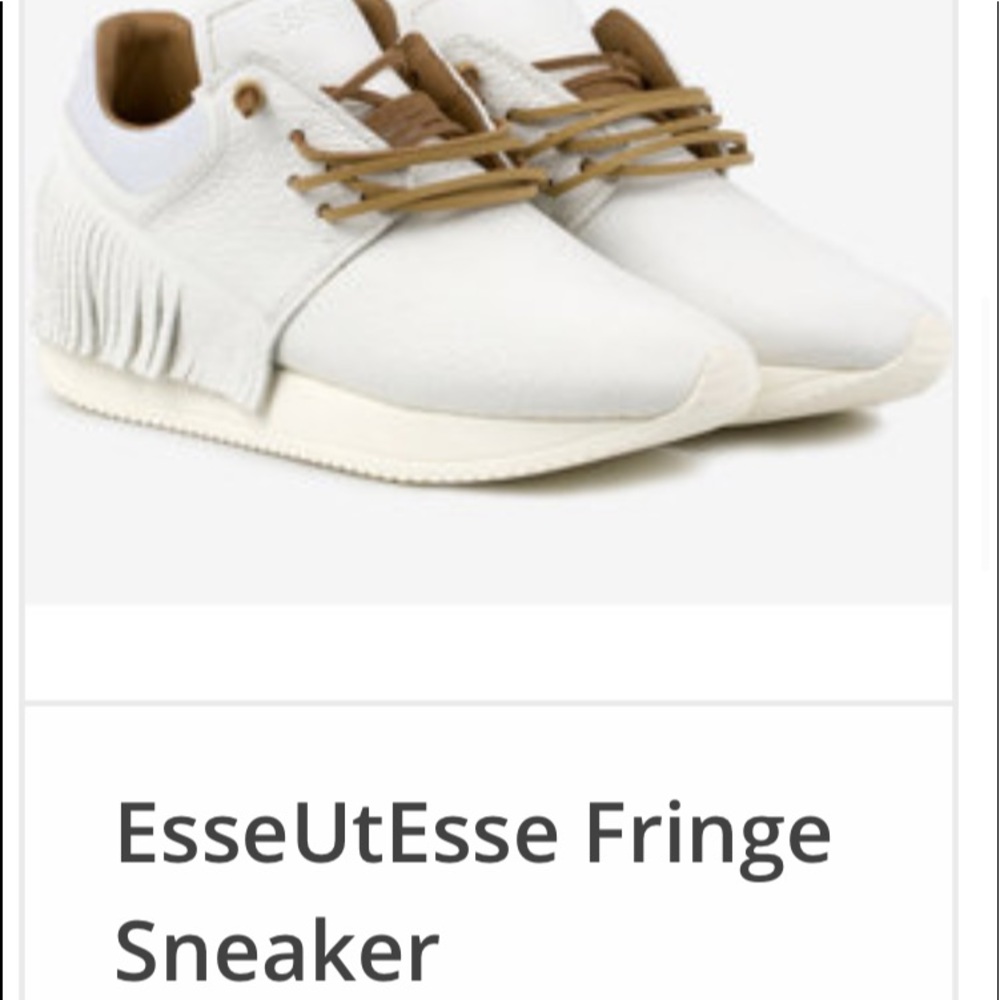 Esseutesse fringe white leather and gold sneaker